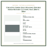 Product Specifications – Creative Grids Self-Healing Double Sided Rotary Cutting Mat 28in x 58in