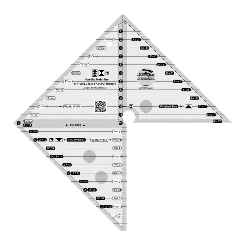 Creative Grids Quilt Ruler 6in Flying Geese &amp; 45 90 Degree Triangle