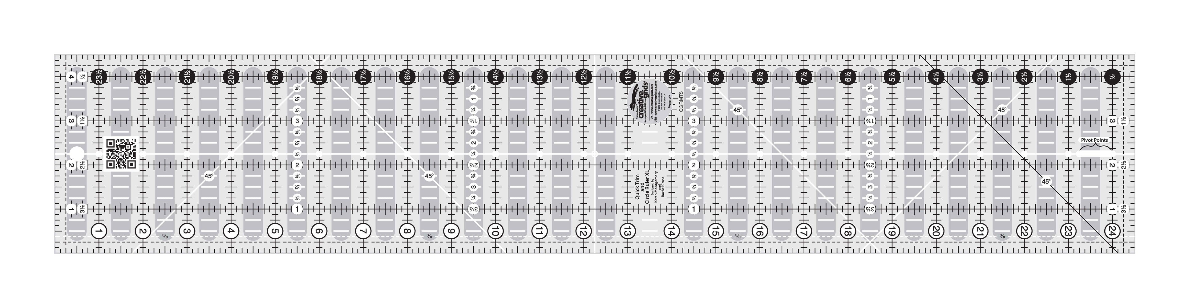 Creative Grids Quilt Ruler Quick Trim Two 4-1/2in x 24-1/2in Rectangle