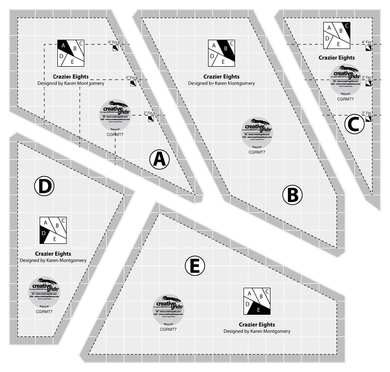 Creative Grids Quilt Ruler Crazier Eights Templates