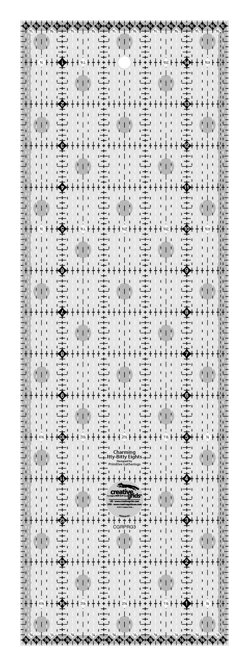 Creative Grids Quilt Ruler Charming Itty-Bitty Eights 5in x 15in Rectangle
