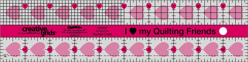 Creative Grids I Love My Quilt Friends Quilt Ruler 2-1/2in x 10in Rectangle