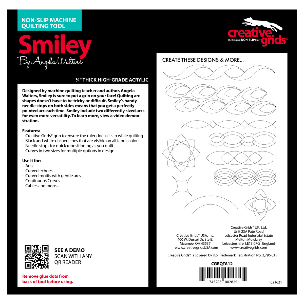 Creative Grids Machine Quilting Tool Smiley