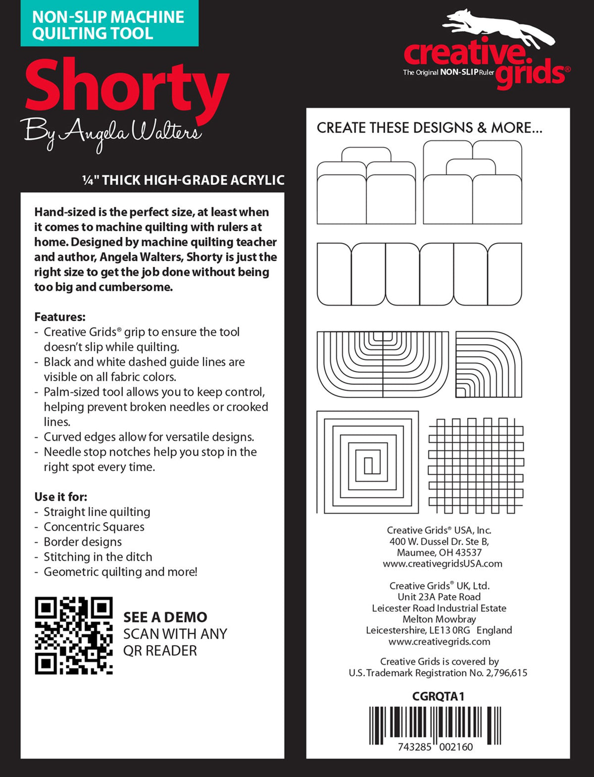 Creative Grids Machine Quilting Tool Shorty