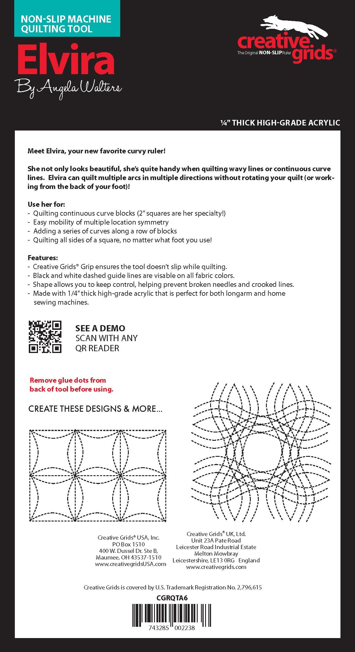 Creative Grids Machine Quilting Tool Elvira