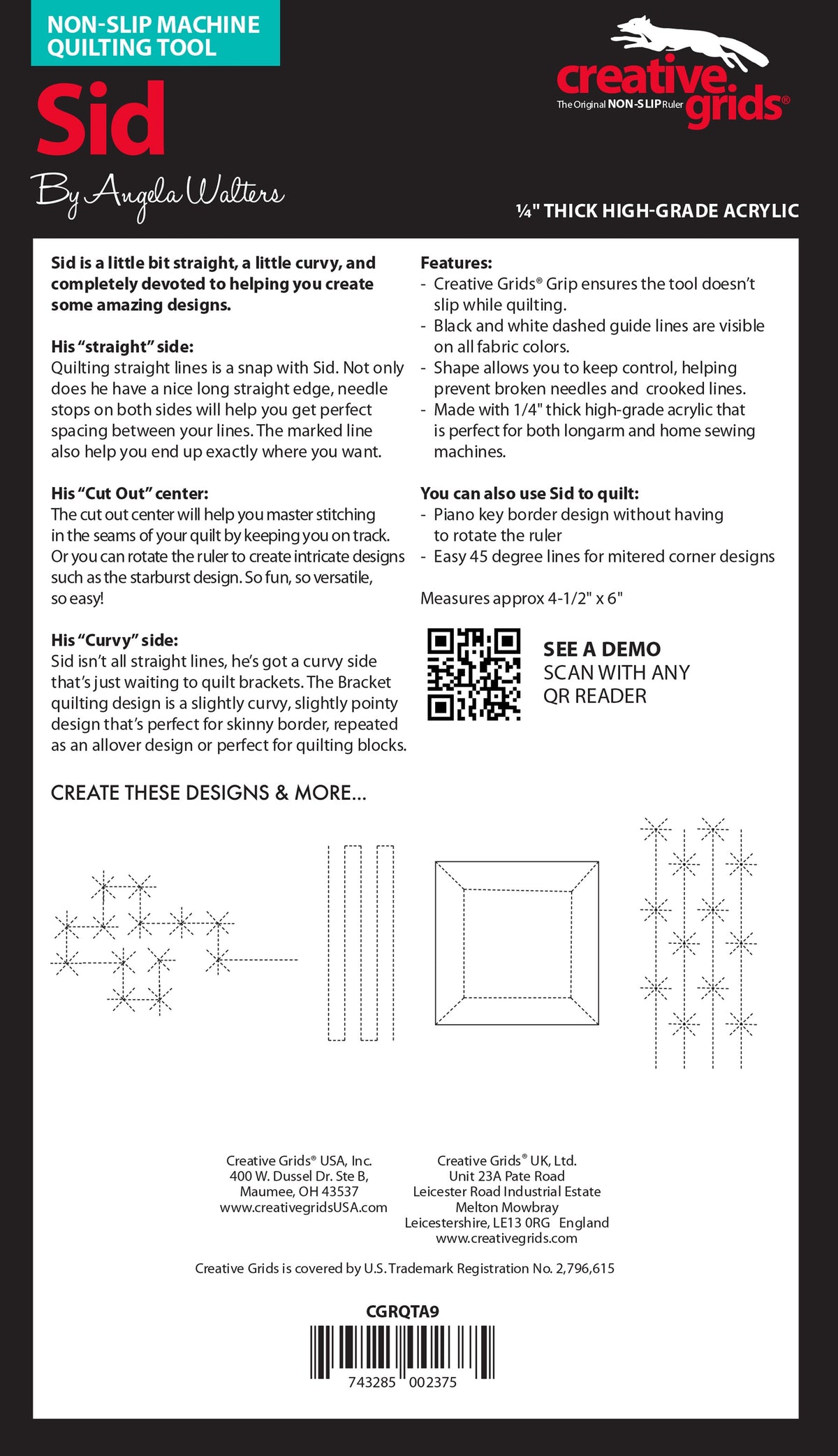 Creative Grids Machine Quilting Tool Sid