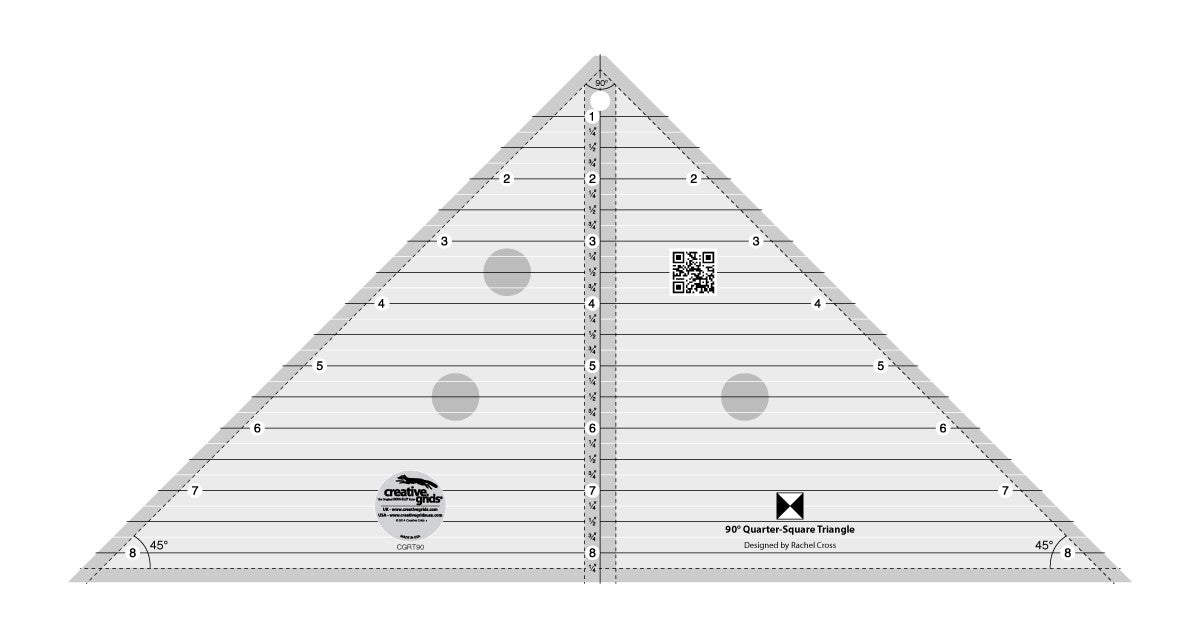 Creative Grids Quilt Ruler 90 Degree Quarter-Square Triangle