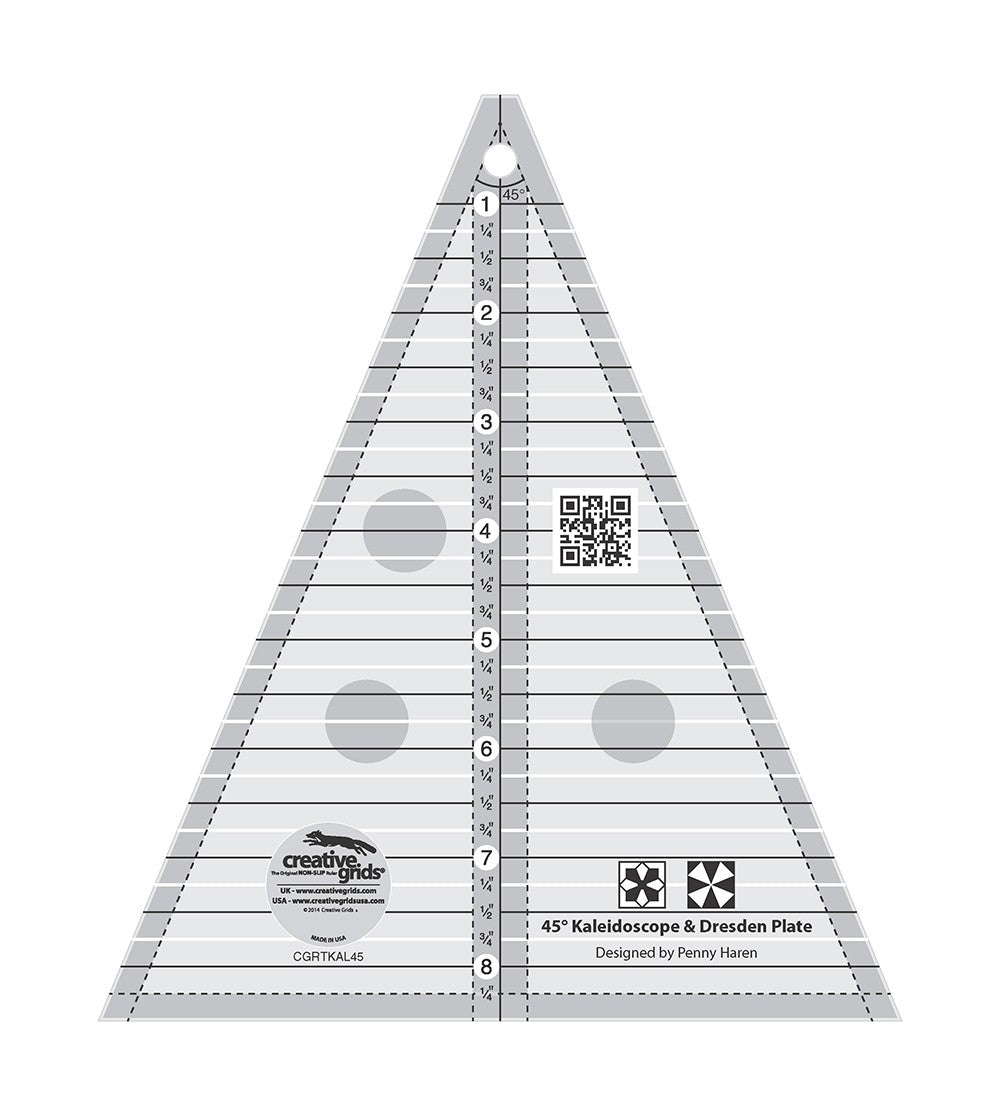 Creative Grids Quilt Ruler 45 Degree Kaleidoscope &amp; Dresden Plate