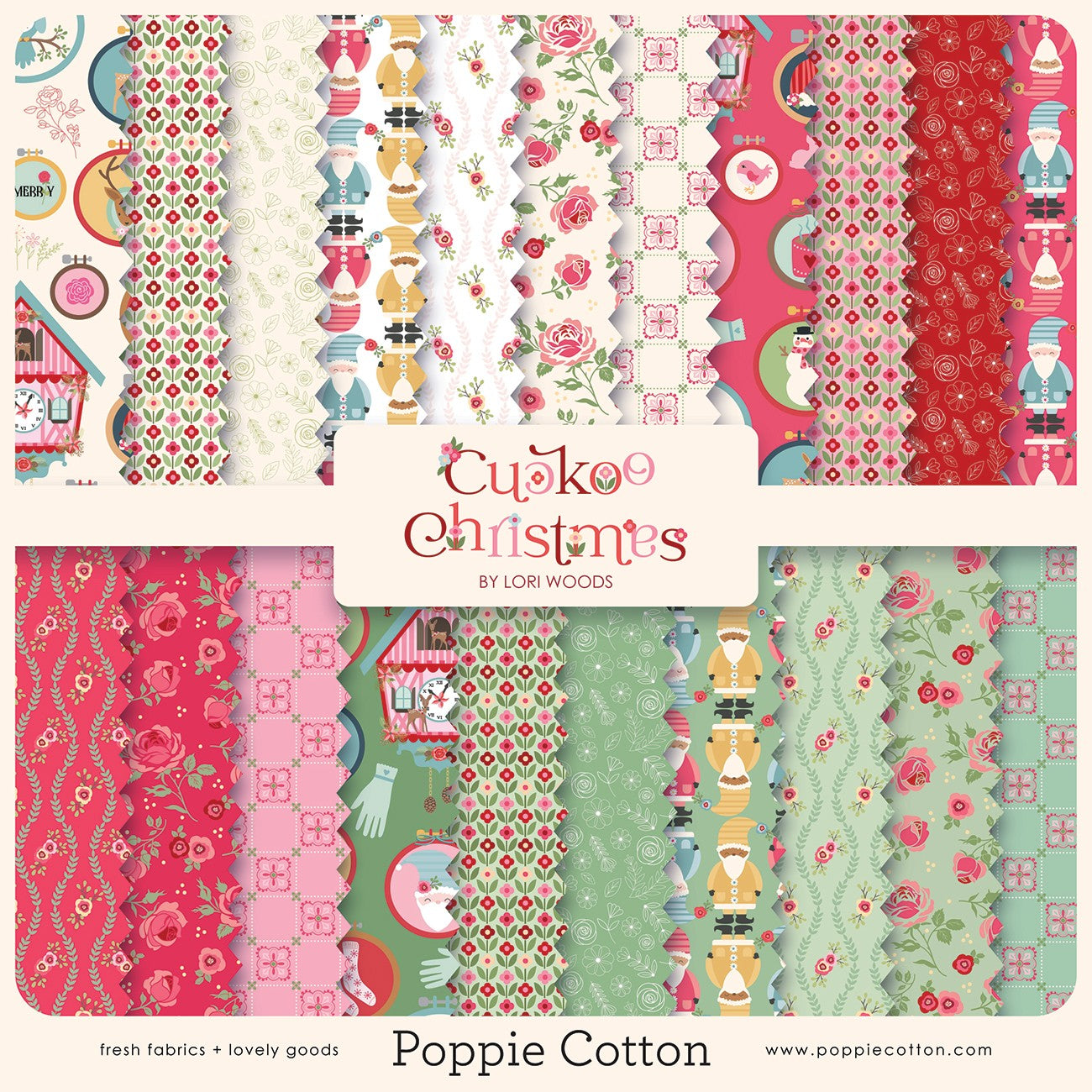 10in Squares, Cuckoo Christmas, 42pcs/bundle