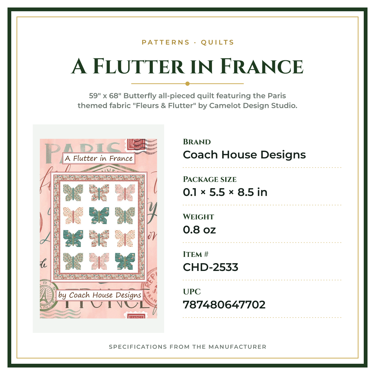 Product Specifications – A Flutter in France