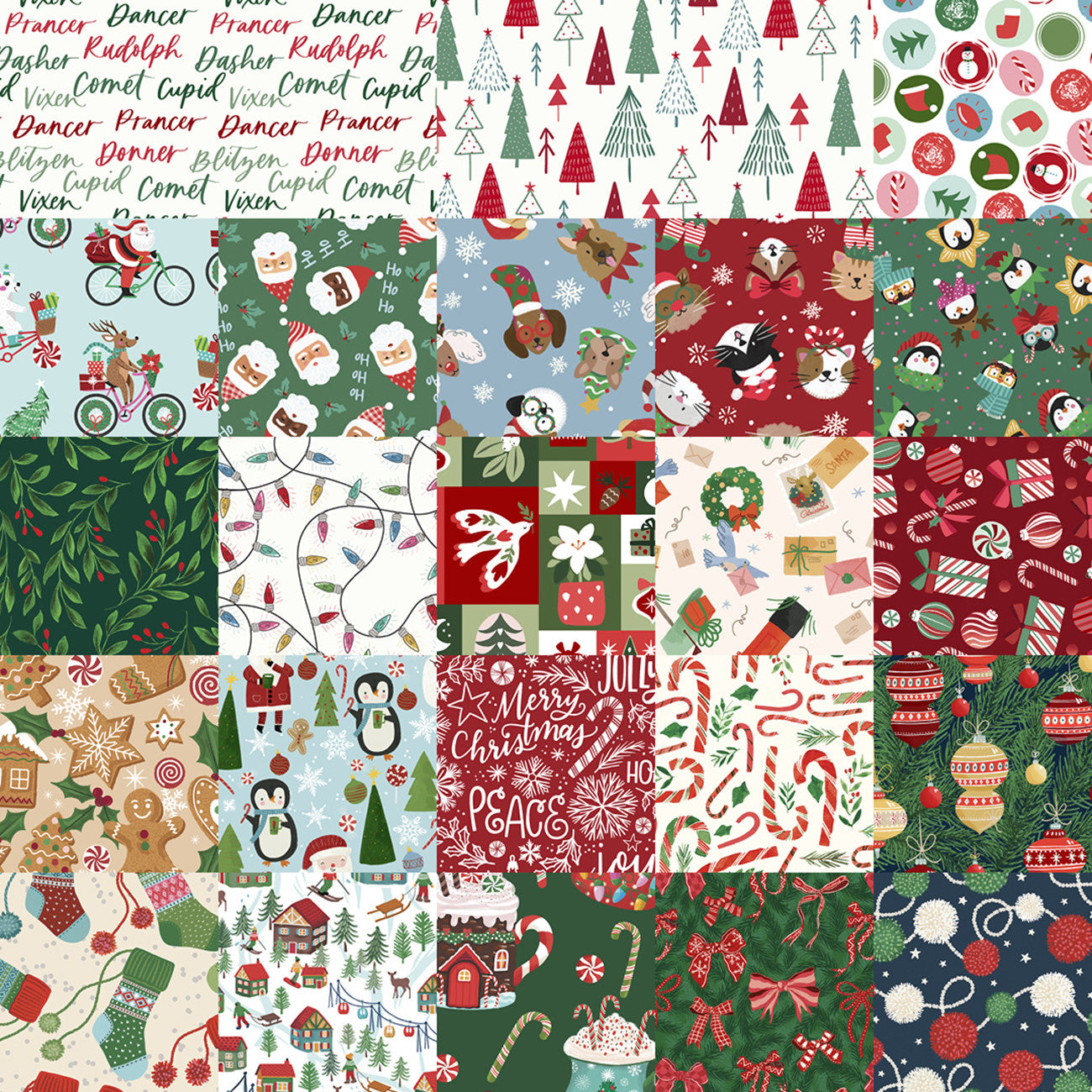 Fat Quarter Christmas Miniatures 3, 23pcs/bundle