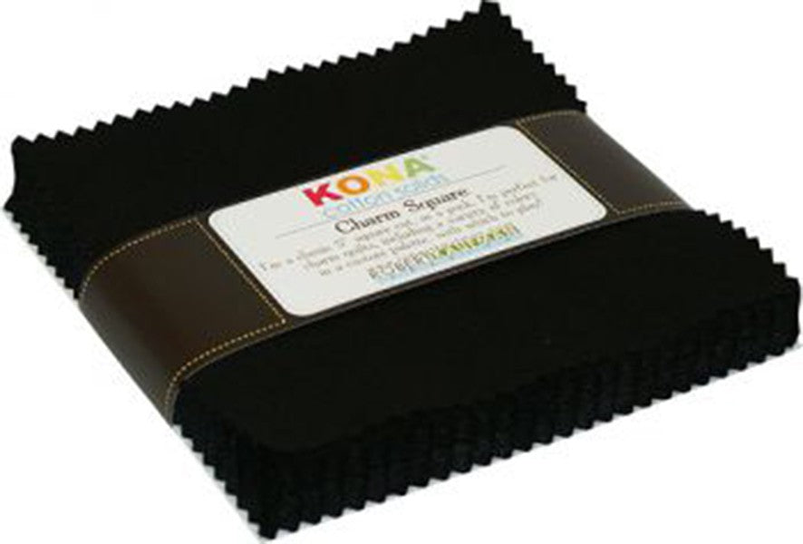 5in Squares Kona Solids Black Colorway 42pcs