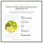 Product Specifications – Kona Cotton, Charm Squares, Bom, 2026, Block 01