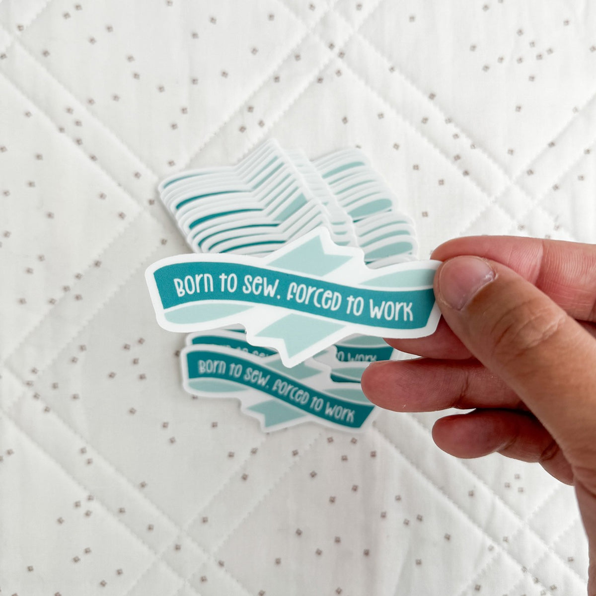 Born To Sew Sticker Teal 6pk