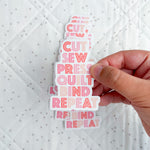 Cut Sew Repeat Sticker Pink 6pk