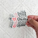 I Heart Quilts Sticker 6pk