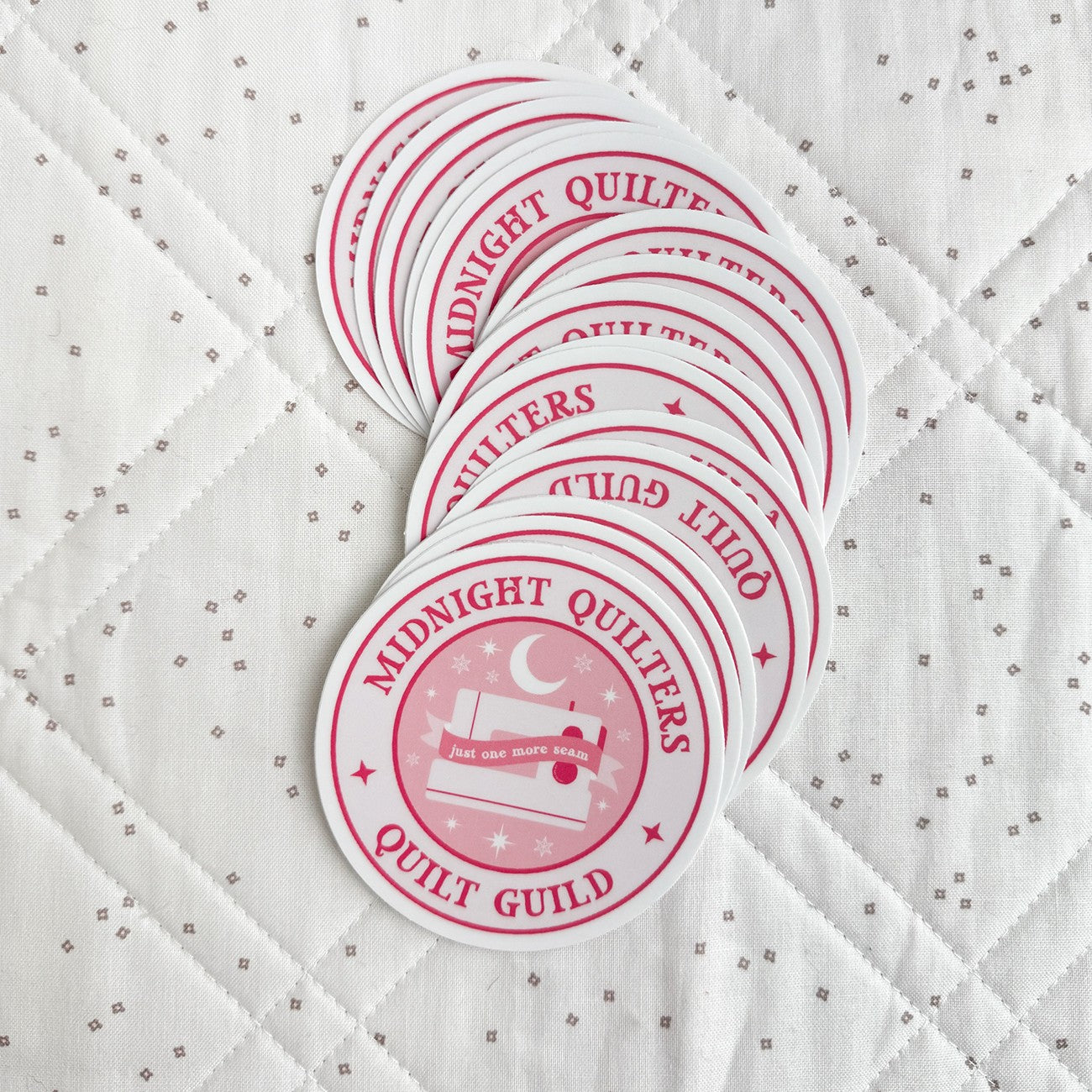 Midnight Quilters Guild Sticker Pink 6pk
