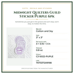 Product Specifications – Midnight Quilters Guild Sticker Purple 6pk