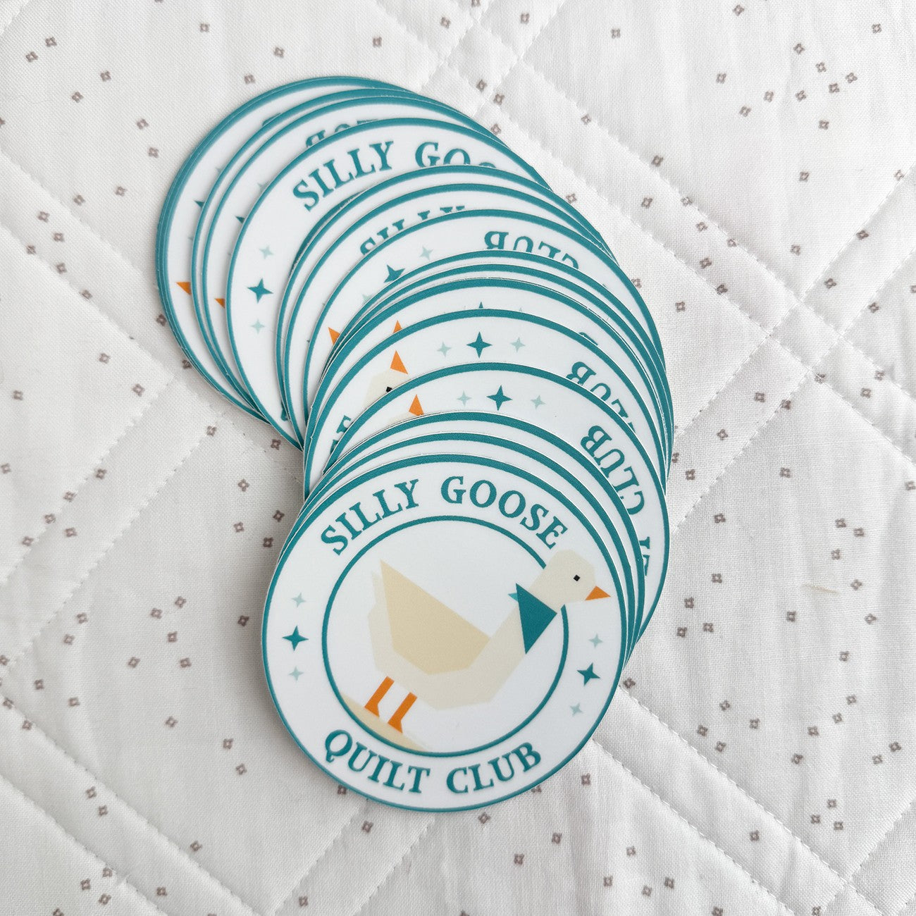 Silly Goose Quilt Club Sticker Teal 6pk