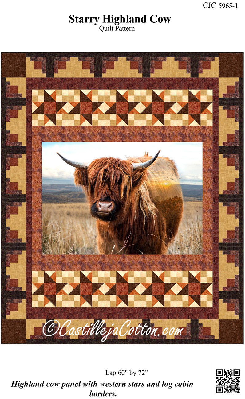 Starry Highland Cow Quilt Pattern
