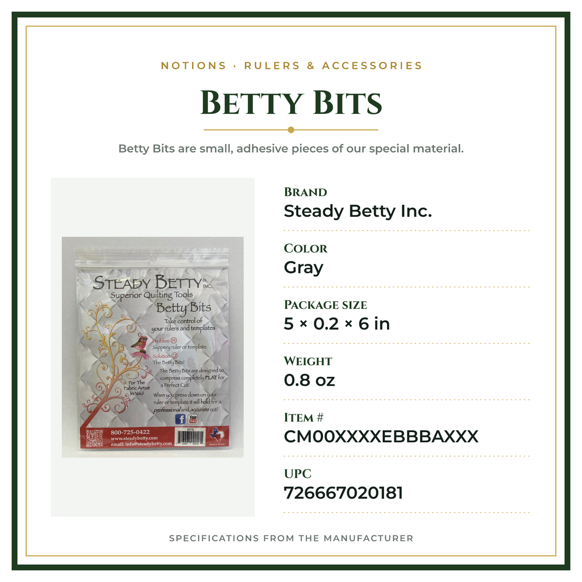 Product Specifications – Betty Bits