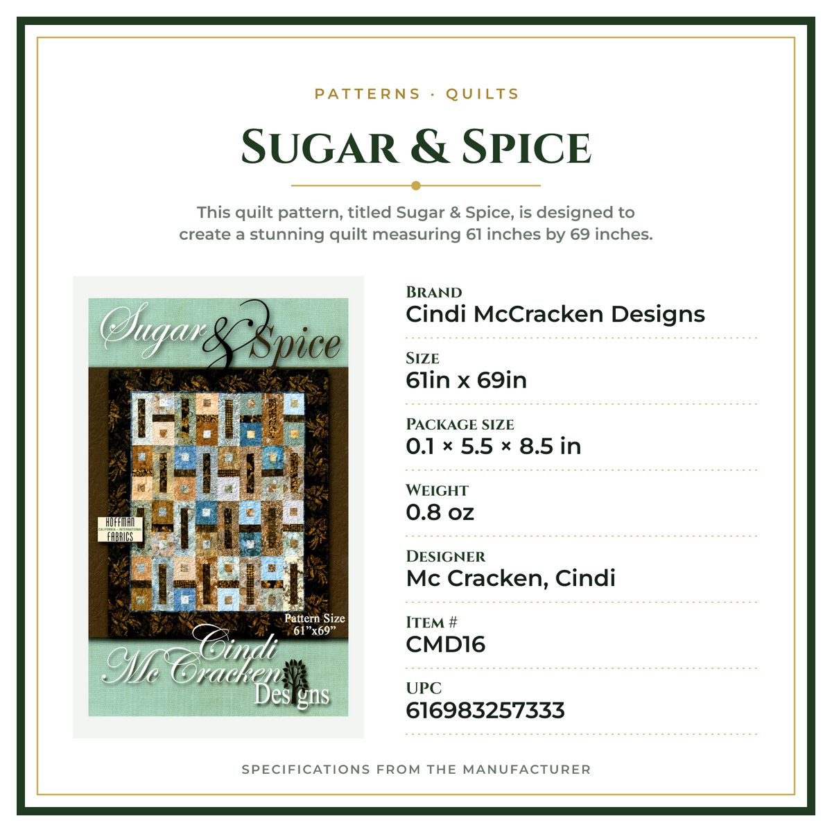 Product Specifications – Sugar & Spice