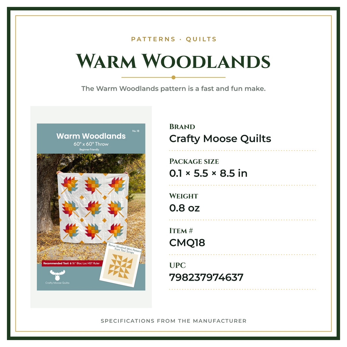 Product Specifications – Warm Woodlands