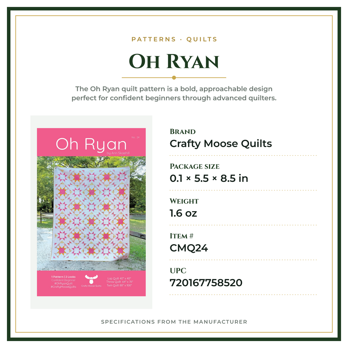 Product Specifications – Oh Ryan
