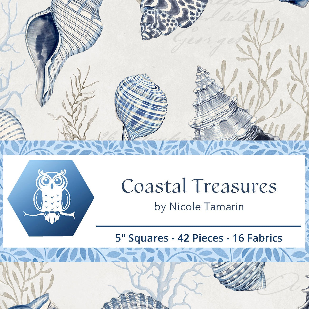 5in Squares, Coastal Treasures, 42pcs, 2-4 Pieces of Each Print