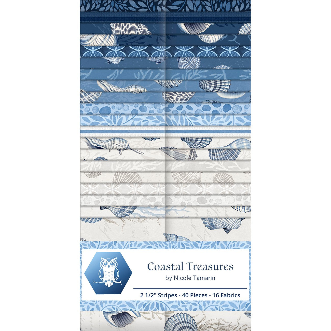 2.5in Strips, Coastal Treasures, 40pcs, 2-4 Pieces of Each Print