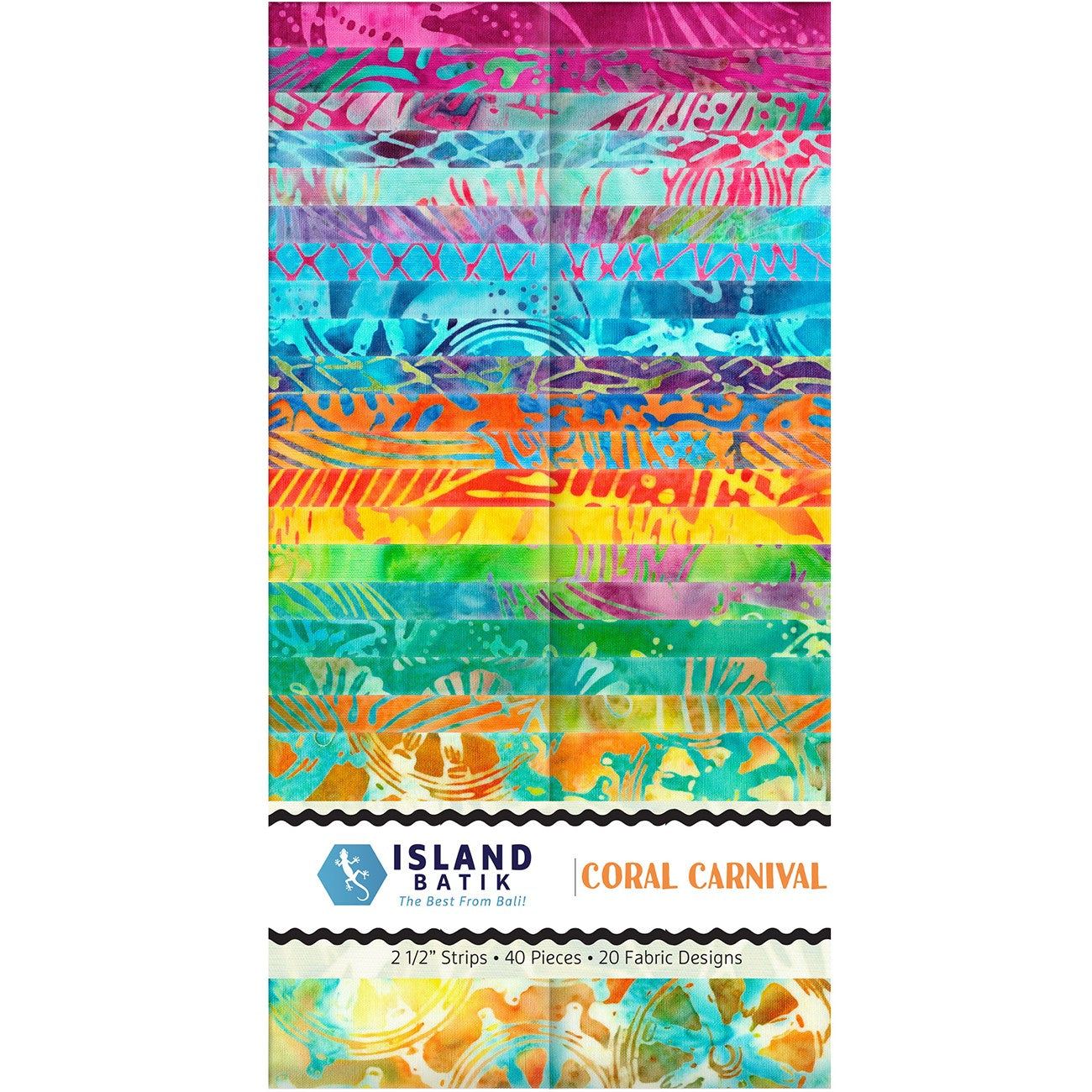 2.5in Strips, Coral Carnival, 40pcs, 2 Pieces of Each Print