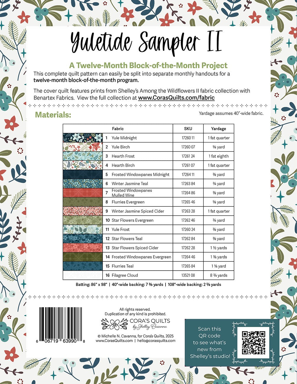 Yuletide Sampler II Block-of-the-Month Quilt Pattern
