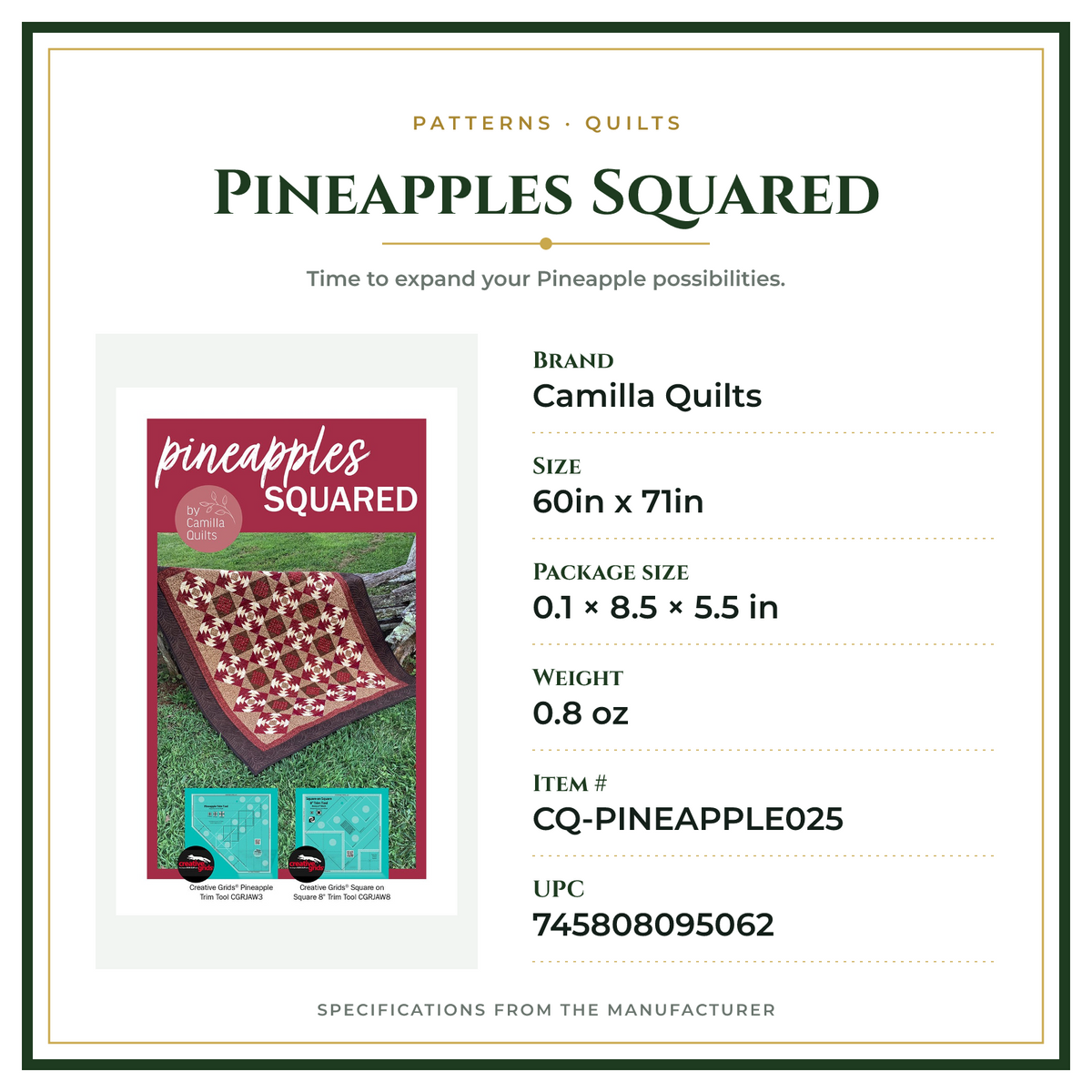 Product Specifications – Pineapples Squared