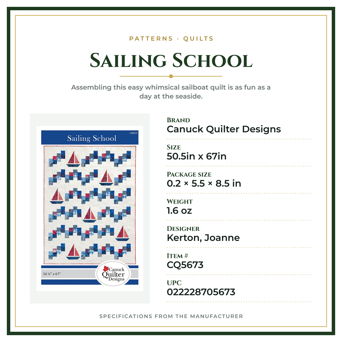 Product Specifications – Sailing School