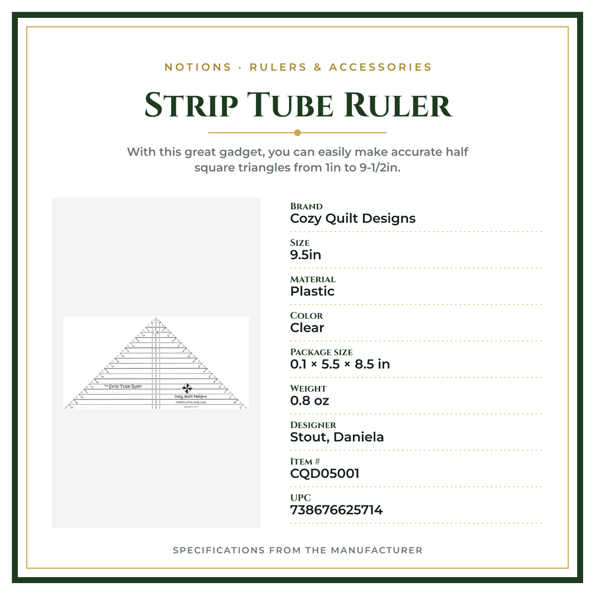 Product Specifications – Strip Tube Ruler