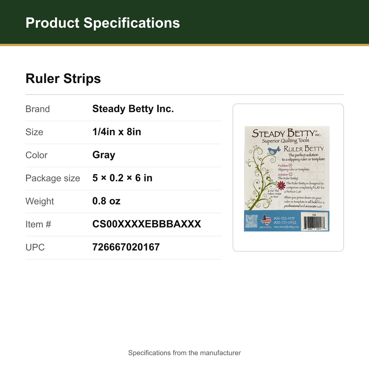 Product Specifications – Ruler Strips