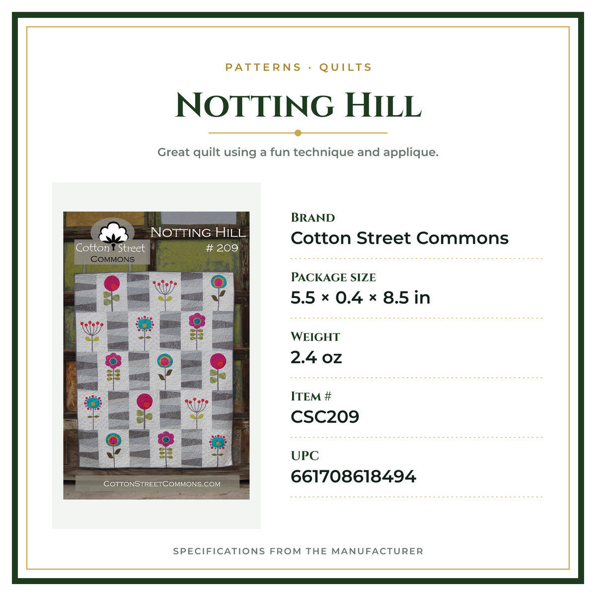 Product Specifications – Notting Hill