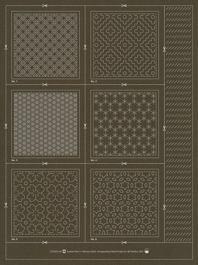 Hitome-Zashi Coaster Pattern 2 Slate