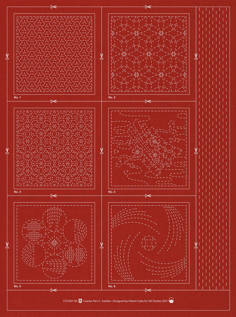 Sashiko Coaster Pattern 3 Brick