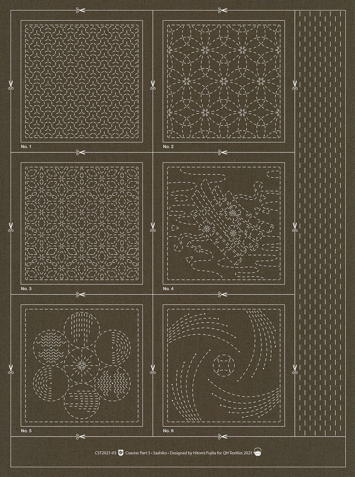 Sashiko Coaster Pattern 3 Slate