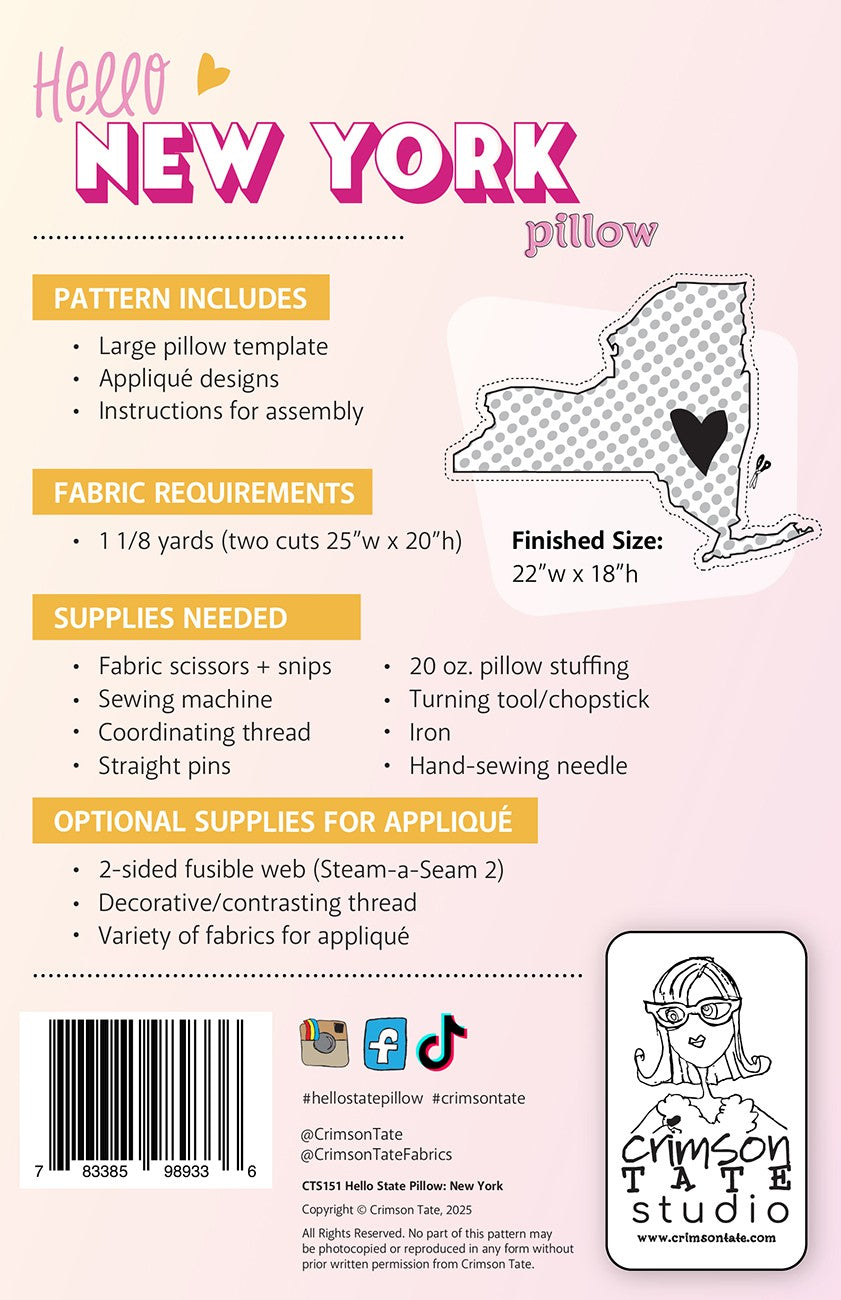 Hello New York Pillow Pattern