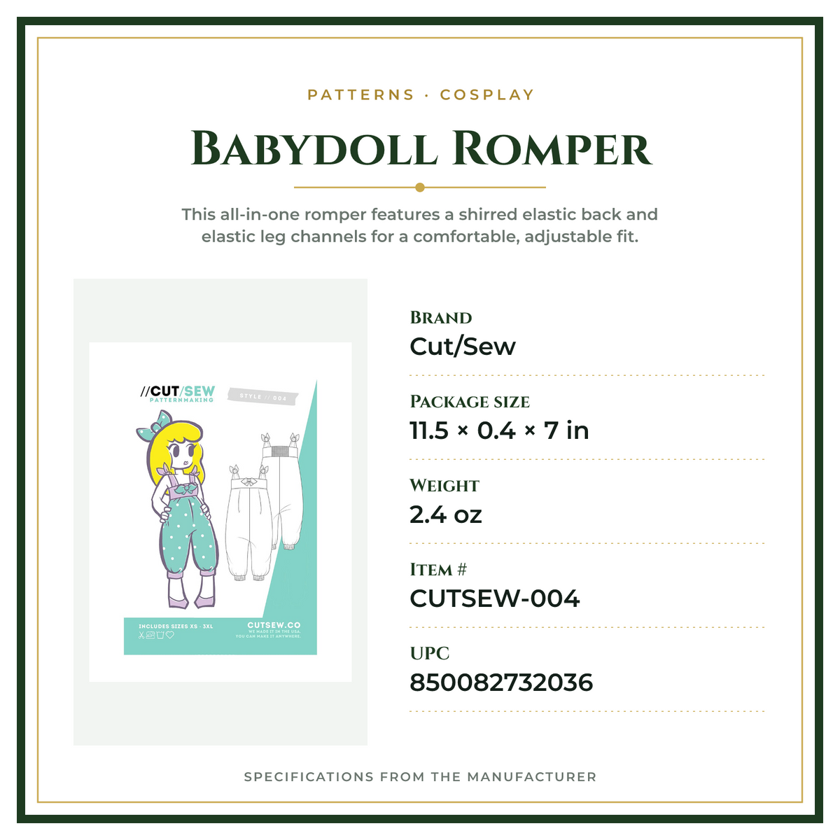Product Specifications – Babydoll Romper