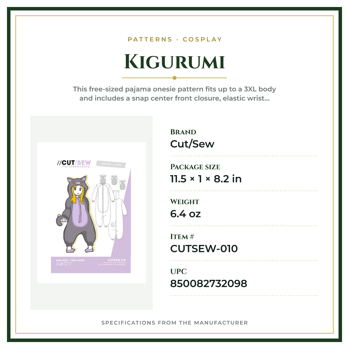 Product Specifications – Kigurumi