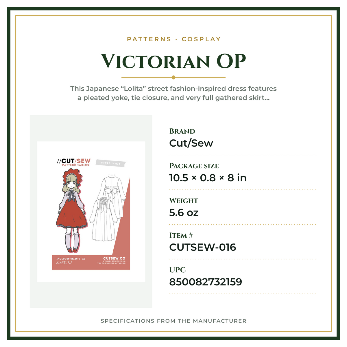 Product Specifications – Victorian OP