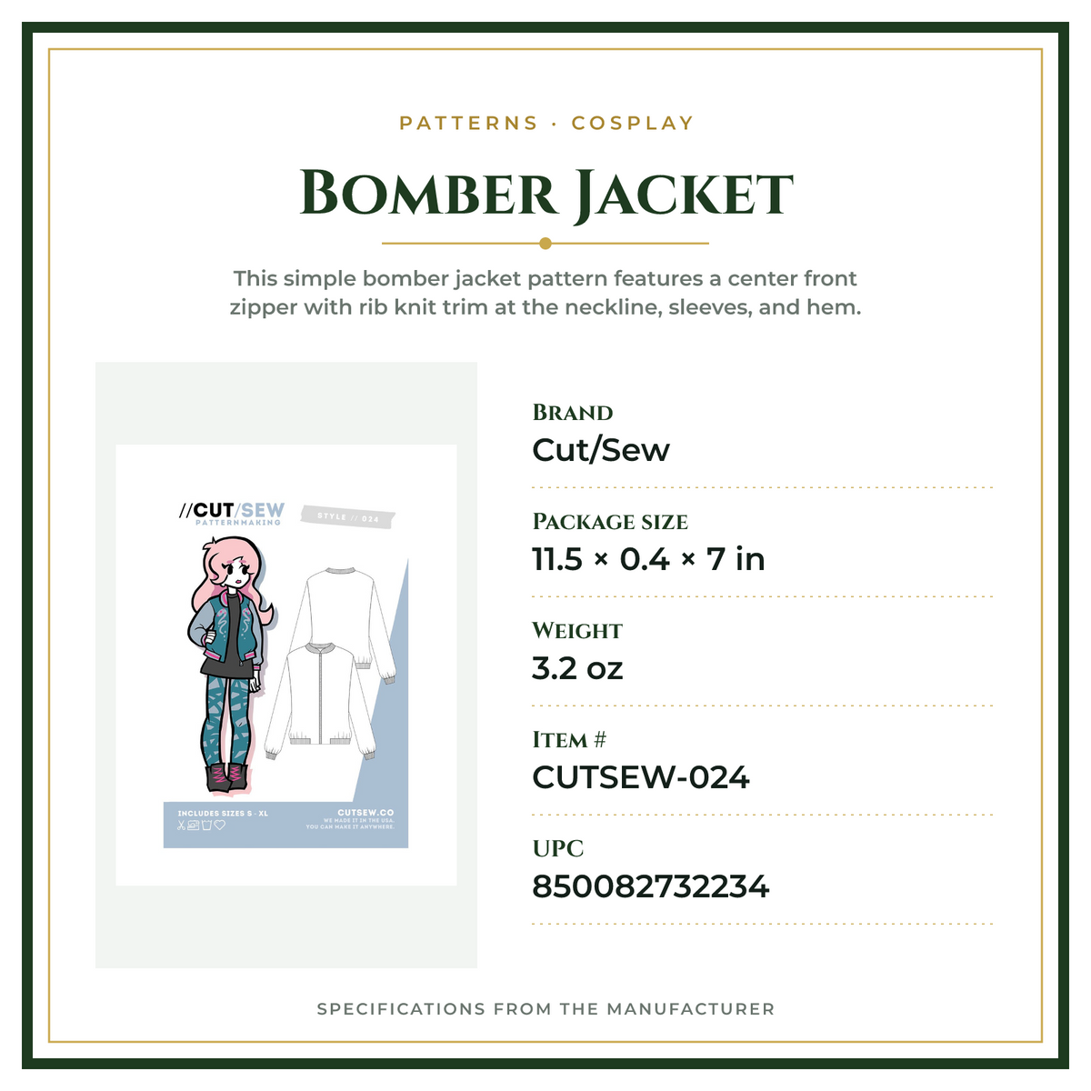 Product Specifications – Bomber Jacket