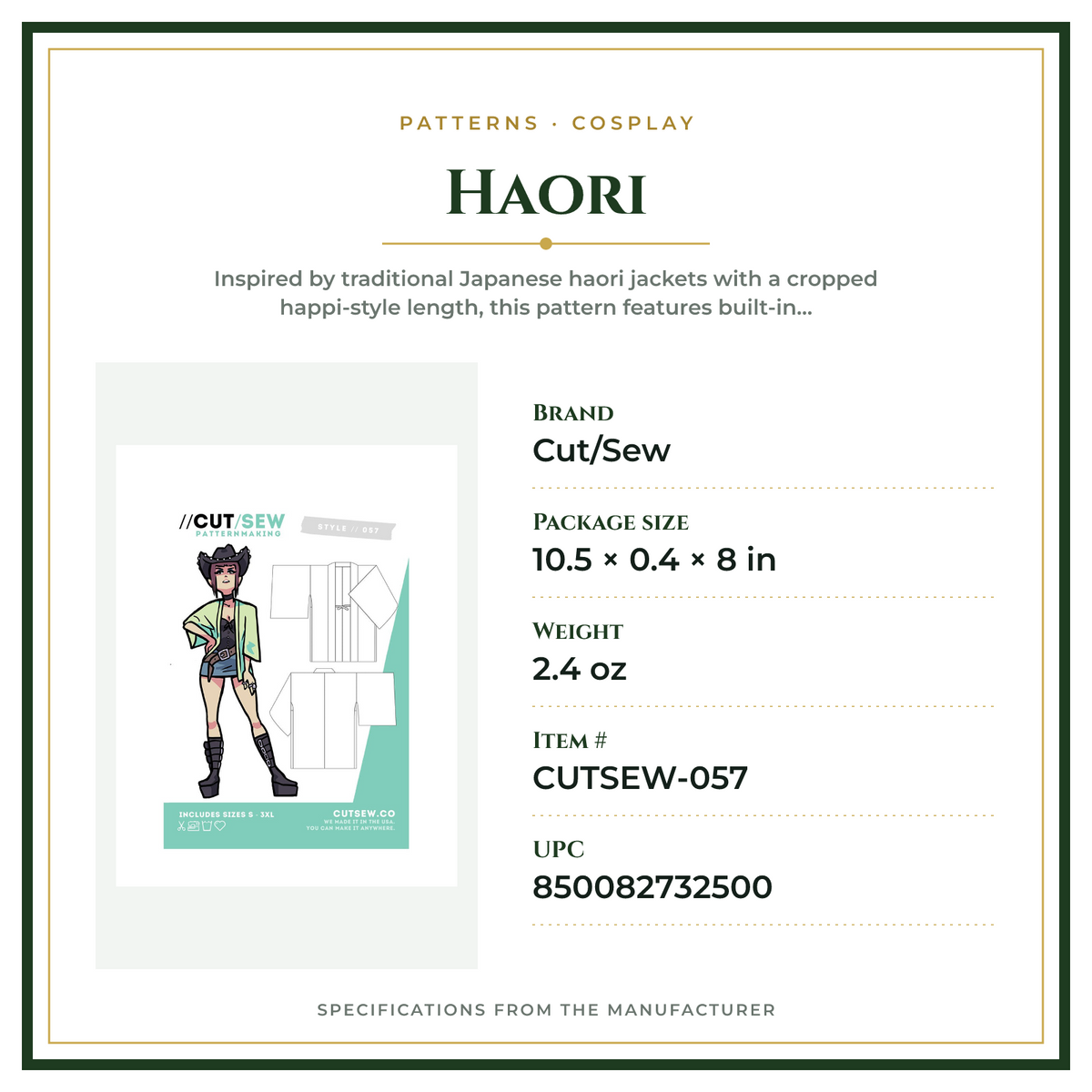 Product Specifications – Haori