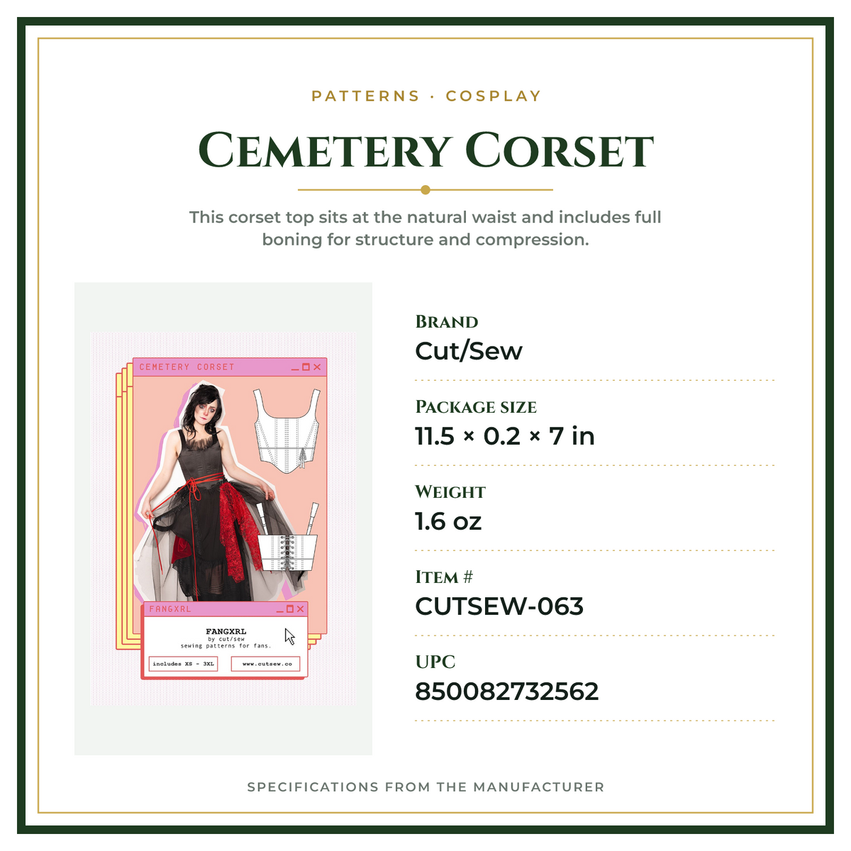 Product Specifications – Cemetery Corset