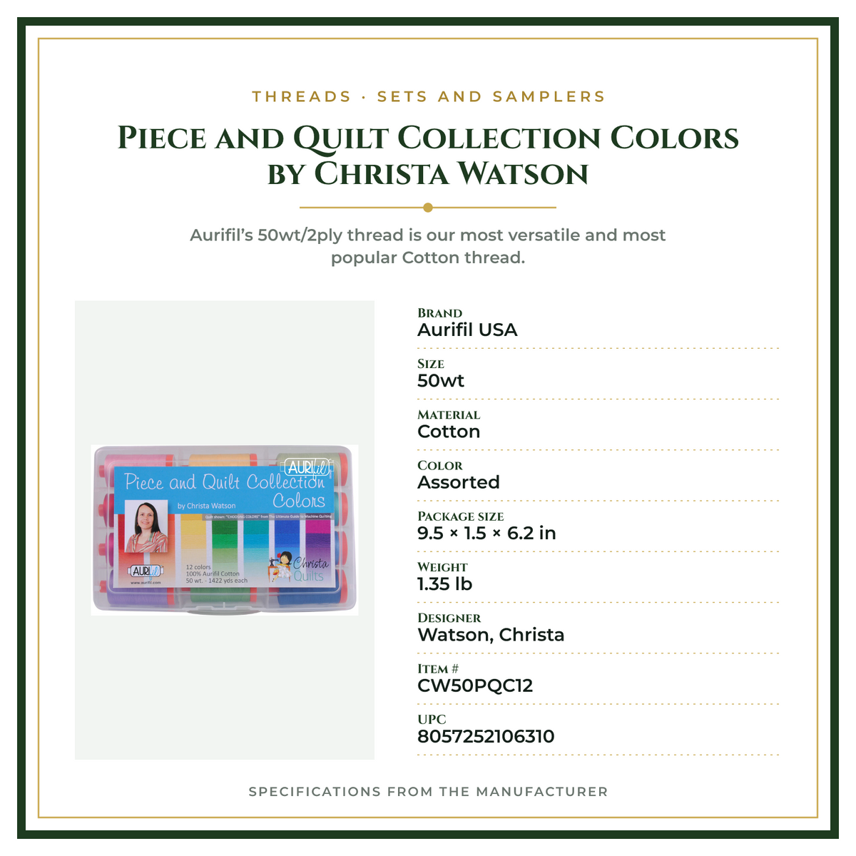 Product Specifications – Piece and Quilt Collection Colors by Christa Watson
