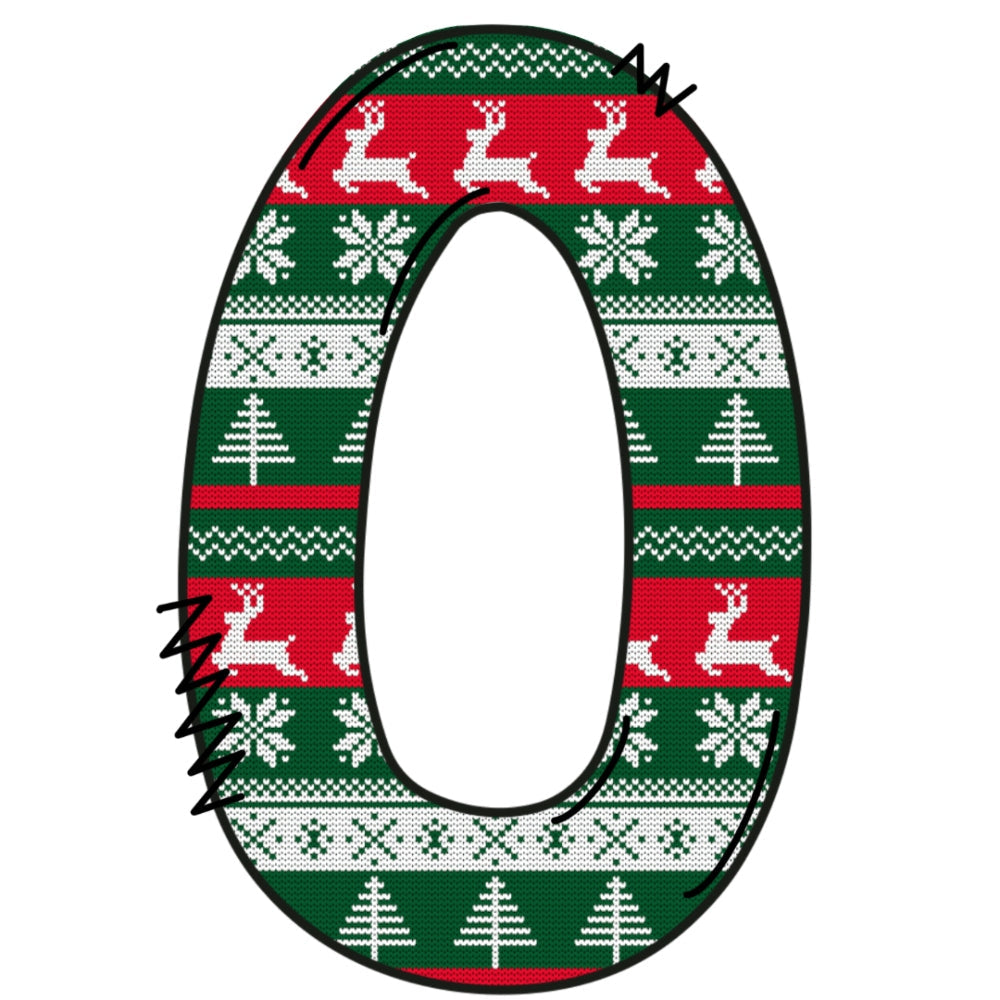 Christmas Sweaters Letter O Fabric Panel