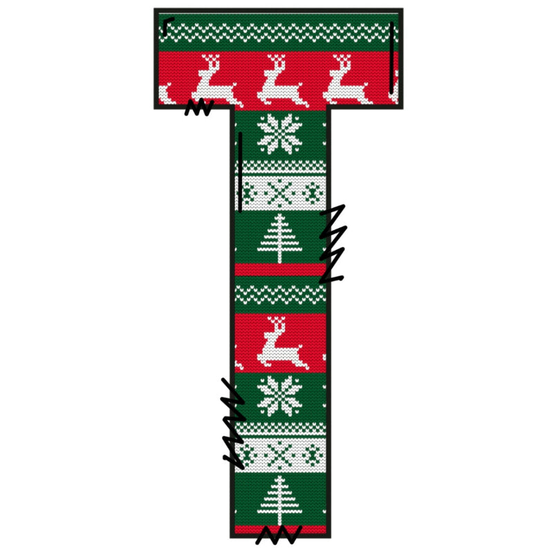 Christmas Sweaters Letter T Fabric Panel